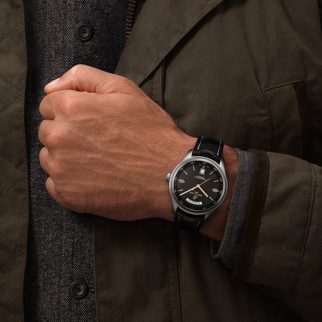  Shop Authentic Breitling Premier Automatic 40mm Day & Date Black Dial Black Leather Strap Mens Watch - A45340241B1P2 - Luxxuri