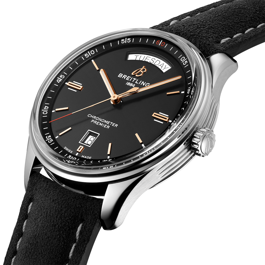  Shop Authentic Breitling Premier Automatic 40mm Day & Date Black Dial Black Strap Mens Watch - A45340241B1X1 - Luxxuri