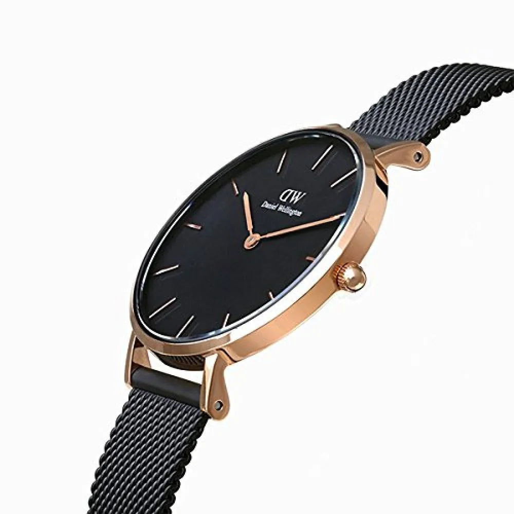  Shop Authentic Daniel Wellington Petite Ashfield Black Dial Black Mesh Strap Watch For Women - DW00100245 - Luxxuri