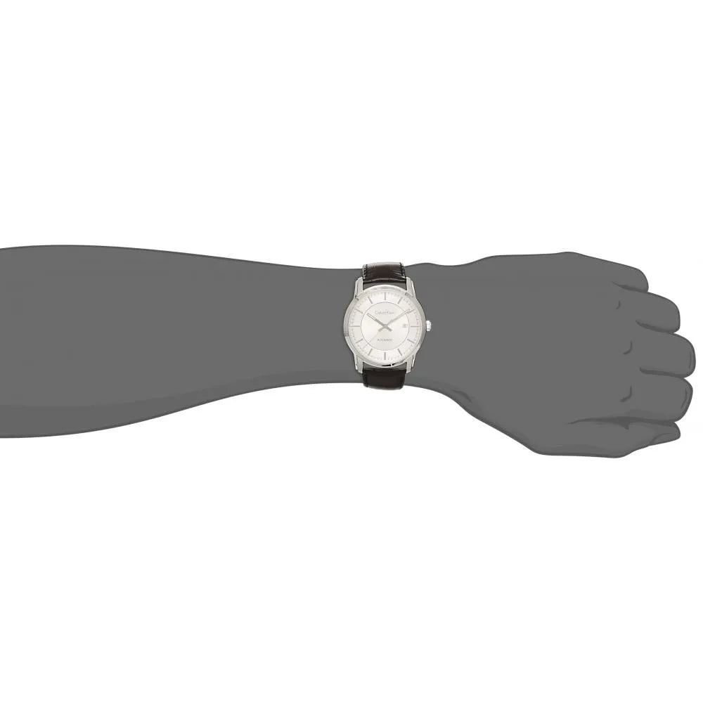  Shop Authentic Calvin Klein Infinity Silver Dial Black Leather Strap Watch for Men - K5S341C6 - Luxxuri