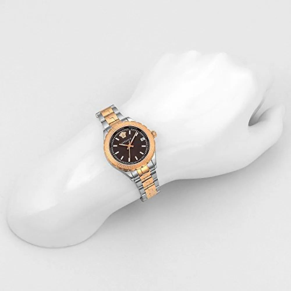  Shop Authentic Versace Hellenyium Brown Dial Two Tone Steel Strap Watch for Women - V12040015 - Luxxuri