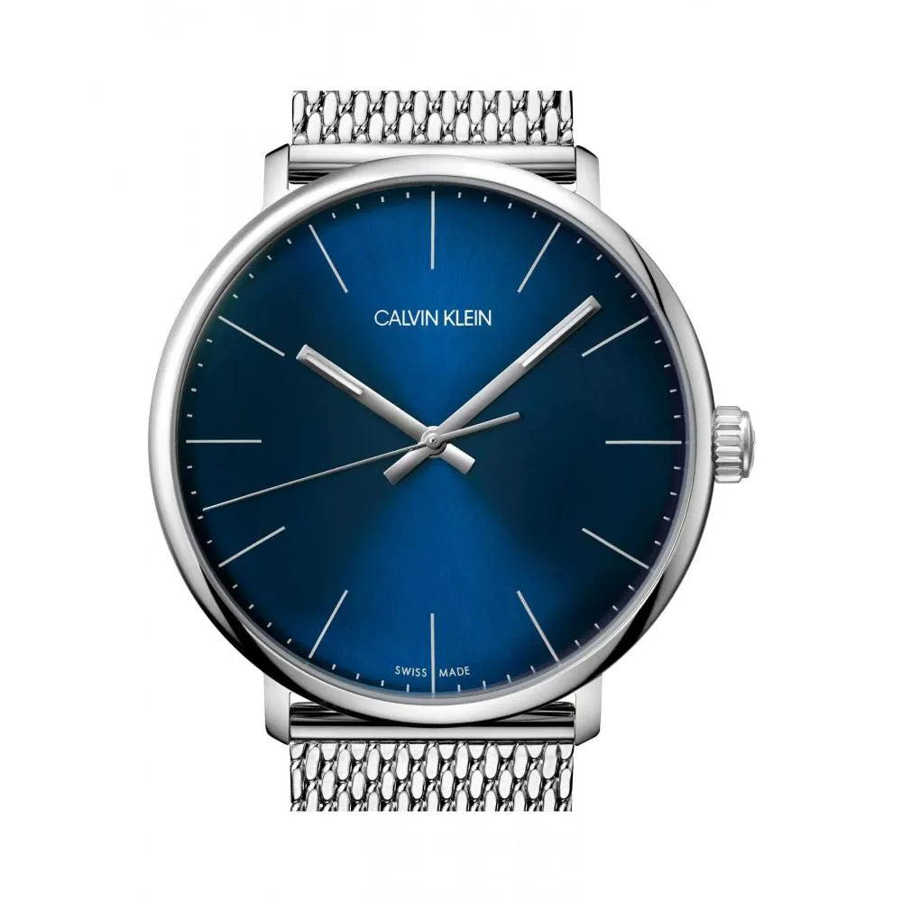  Shop Authentic Calvin Klein High Noon Quartz Blue Dial Silver Mesh Bracelet Watch for Men - K8M2112N - Luxxuri