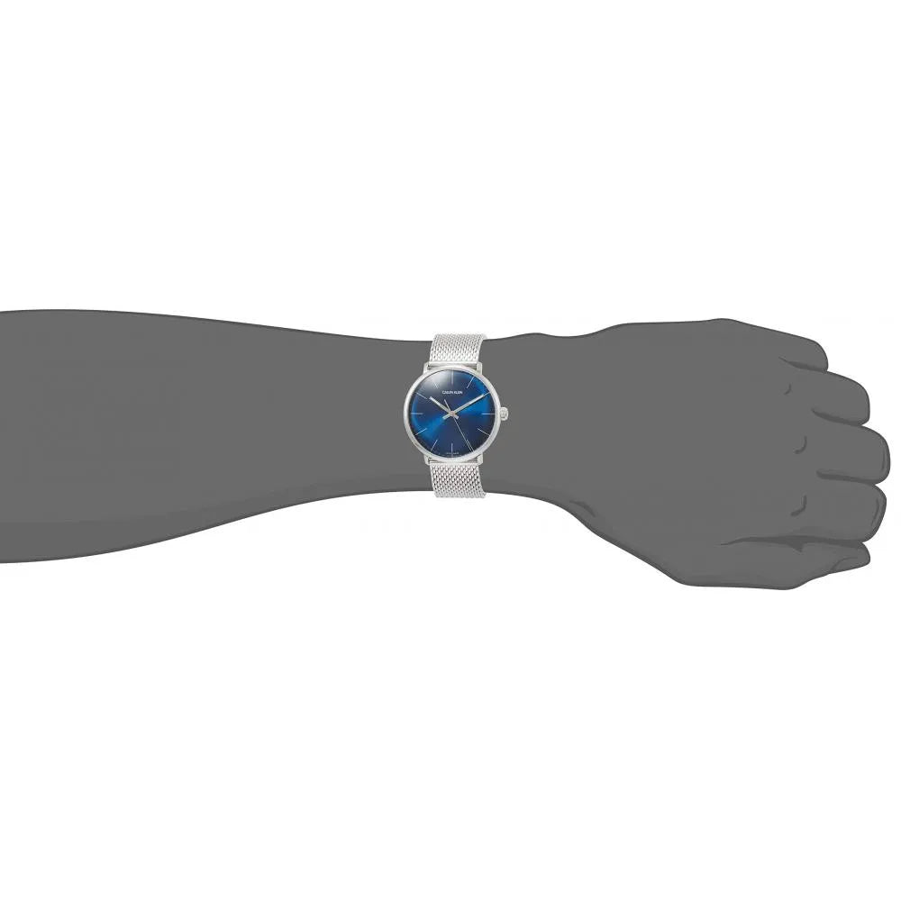  Shop Authentic Calvin Klein High Noon Quartz Blue Dial Silver Mesh Bracelet Watch for Men - K8M2112N - Luxxuri