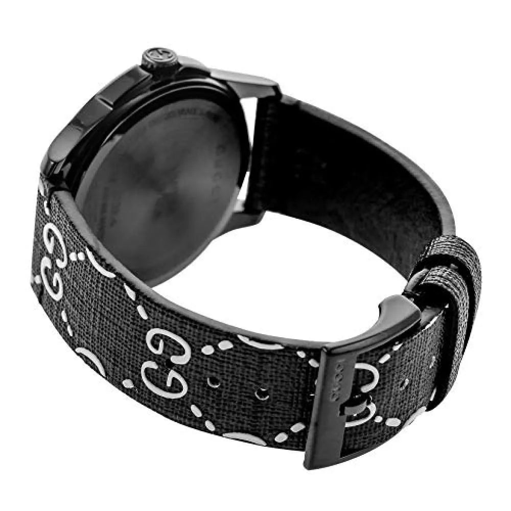  Shop Authentic Gucci G Timeless Ghost Black Dial Black Leather Strap Watch For Men - YA1264018 - Luxxuri