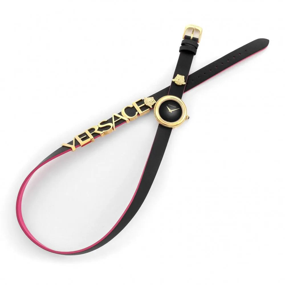  Shop Authentic Versace V-Flare Quartz Black Dial Black Leather Strap Watch for Women - VEBN00218 - Luxxuri