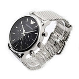  Shop Authentic Emporio Armani Classic Chronograph Black Dial Silver Mesh Bracelet Watch For Men - AR1808 - Luxxuri