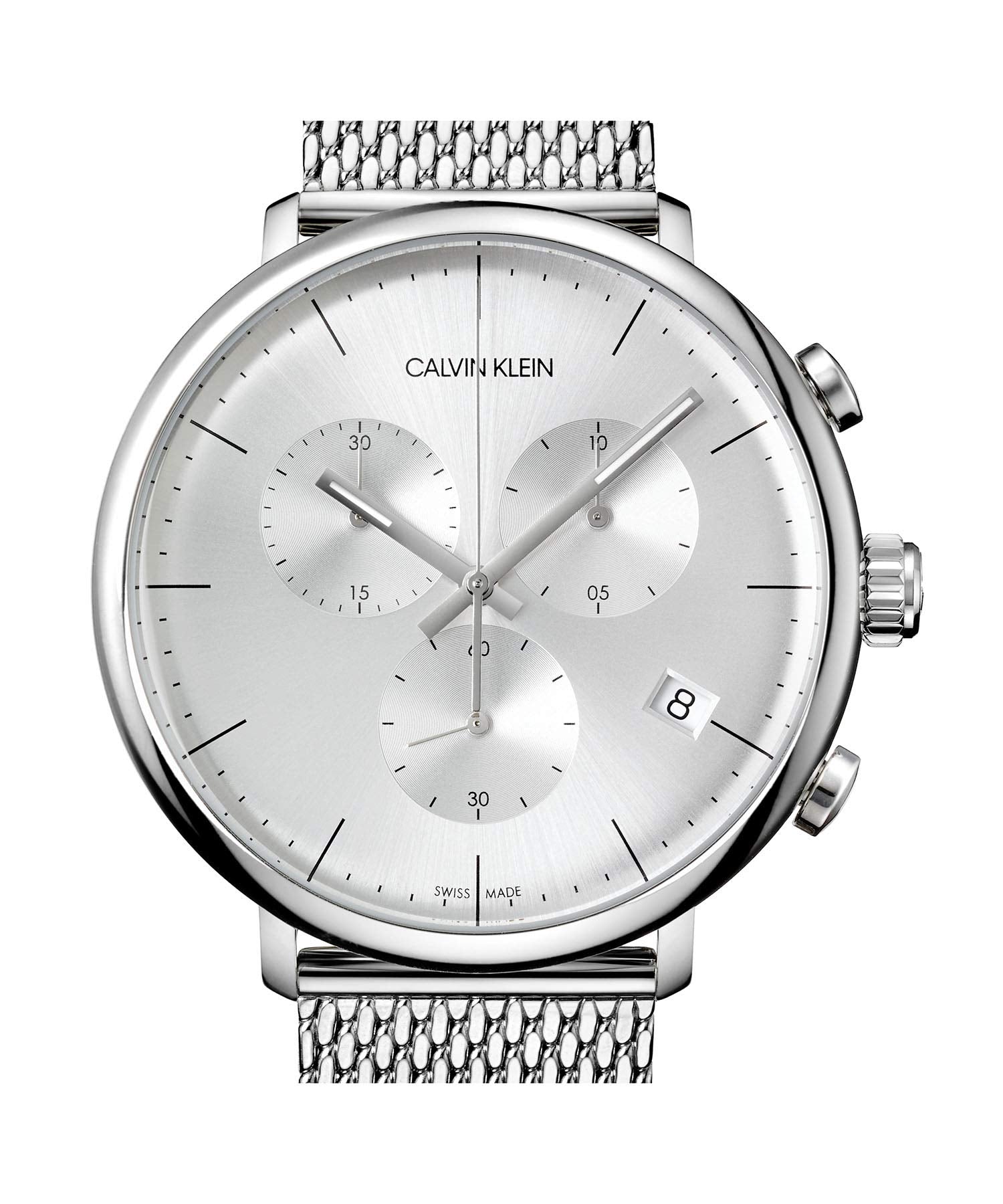  Shop Authentic Calvin Klein High Noon Silver Dial Silver Mesh Bracelet Watch for Men - K8M27126 - Luxxuri