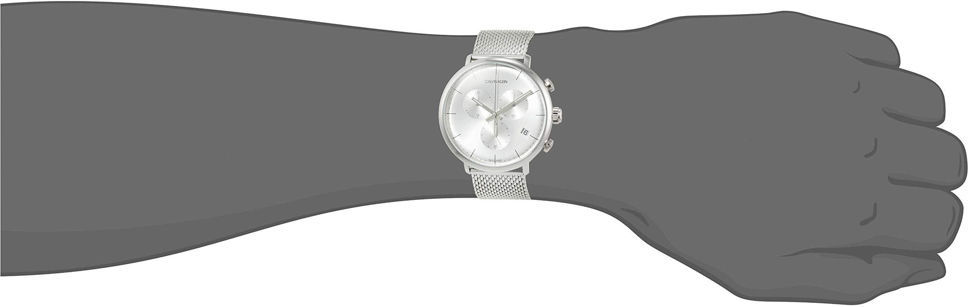  Shop Authentic Calvin Klein High Noon Silver Dial Silver Mesh Bracelet Watch for Men - K8M27126 - Luxxuri
