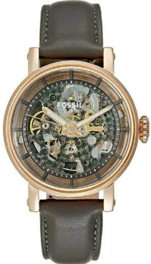  Shop Authentic Fossil Boyfriend Automatic Skeleton Grey Dial Grey Leather Strap Watch for Women - ME3089 - Luxxuri
