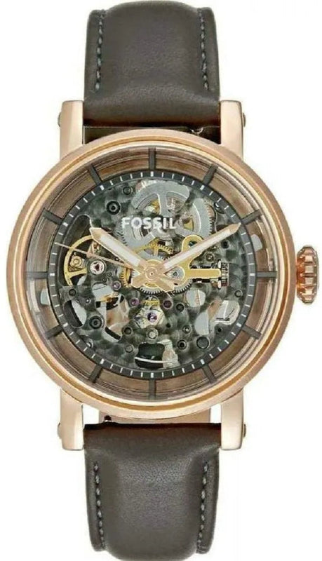  Shop Authentic Fossil Boyfriend Automatic Skeleton Grey Dial Grey Leather Strap Watch for Women - ME3089 - Luxxuri