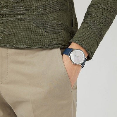  Shop Authentic Emporio Armani Renato White DIal Blue Leather Strap Watch For Men - AR11119 - Luxxuri