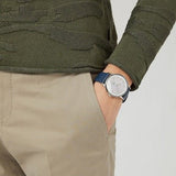  Shop Authentic Emporio Armani Renato White DIal Blue Leather Strap Watch For Men - AR11119 - Luxxuri