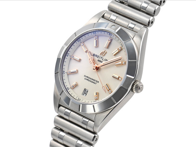  Shop Authentic Breitling Chronomat 32 Diamonds White Dial Silver Steel Strap Watch for Women - A77310101A3A1 - Luxxuri