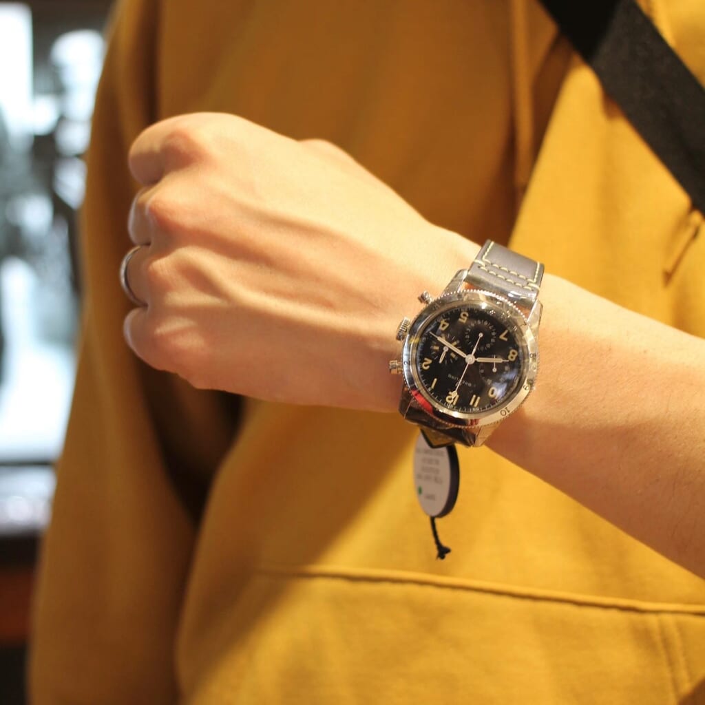  Shop Authentic Breitling Avi Ref. 765 1953 Re-Edition Black Dial Black Leather Strap Watch for Men - AB0920131B1X1 - Luxxuri