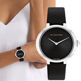  Shop Authentic Calvin Klein Minimal Diamonds Black Dial Black Leather Strap Watch for Men - K3M211CS - Luxxuri