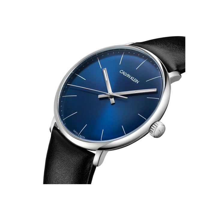  Shop Authentic Calvin Klein High Noon Quartz Blue Dial Black Leather Strap Watch for Men - K8M211CN - Luxxuri