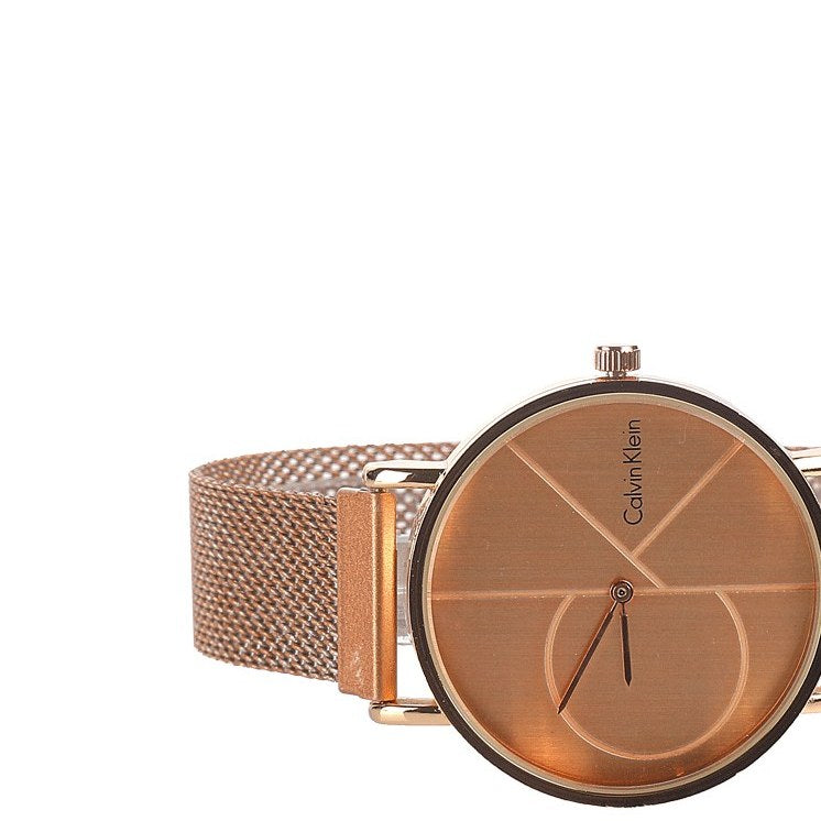  Shop Authentic Calvin Klein Minimal Quartz Pink Gold Dial Pink Gold Mesh Bracelet Watch for Men - K3M11TFK - Luxxuri