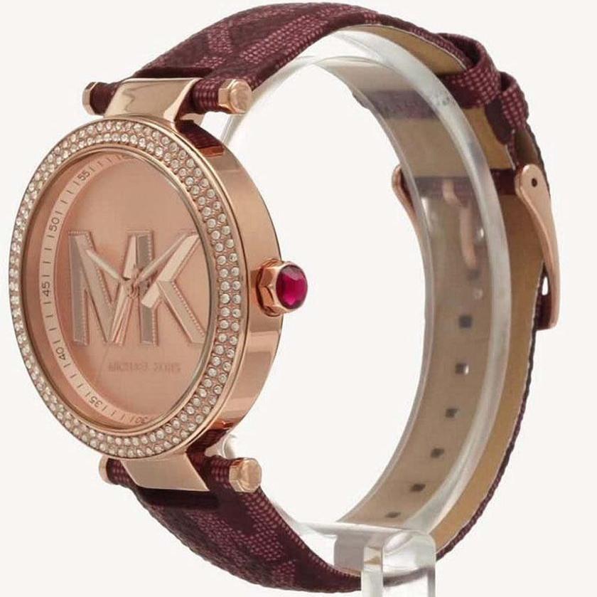  Shop Authentic Michael Kors Parker Rose Gold Dial Maroon Leather Strap Watch For Women - MK2974 - Luxxuri
