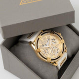  Shop Authentic Guess Queen Quartz Gold Dial White Silicone Strap Watch For Women - GW0536L2 - Luxxuri