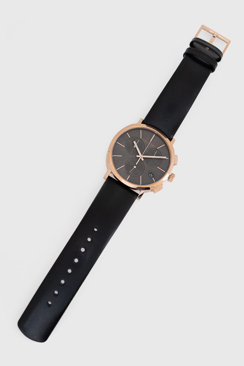  Shop Authentic Calvin Klein Posh Grey Dial Black Leather Strap Watch for Men - K8Q376C3 - Luxxuri