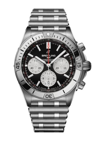  Shop Authentic Breitling Chronomat B01 42mm Black Dial Silver Steel Strap Watch for Men - AB0134101B1A1 - Luxxuri