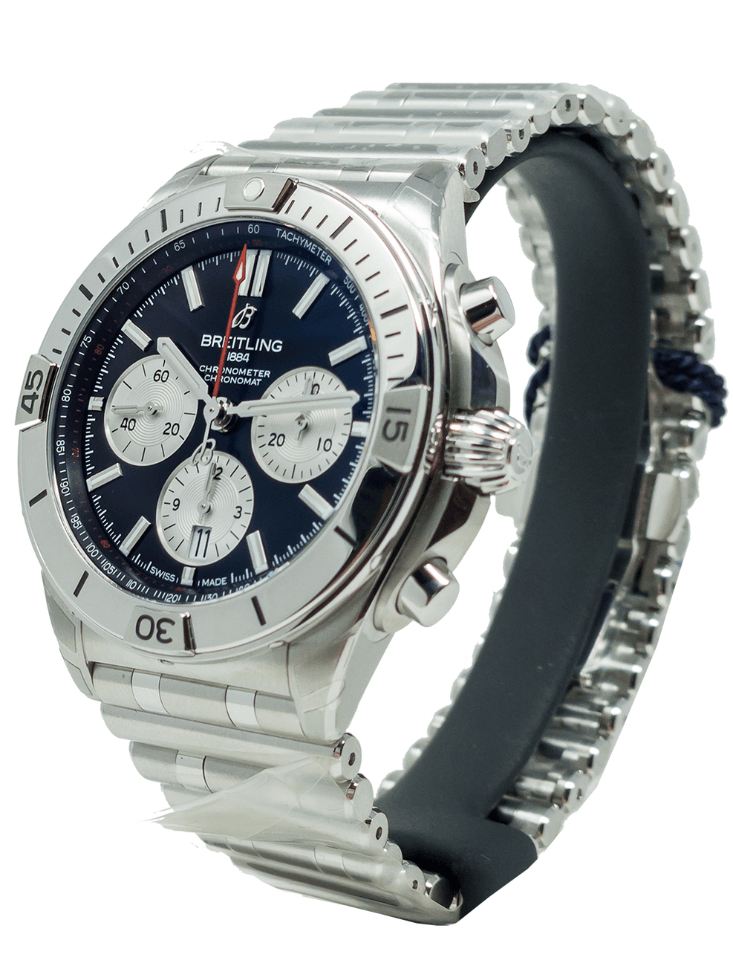  Shop Authentic Breitling Chronomat B01 42mm Black Dial Silver Steel Strap Watch for Men - AB0134101B1A1 - Luxxuri