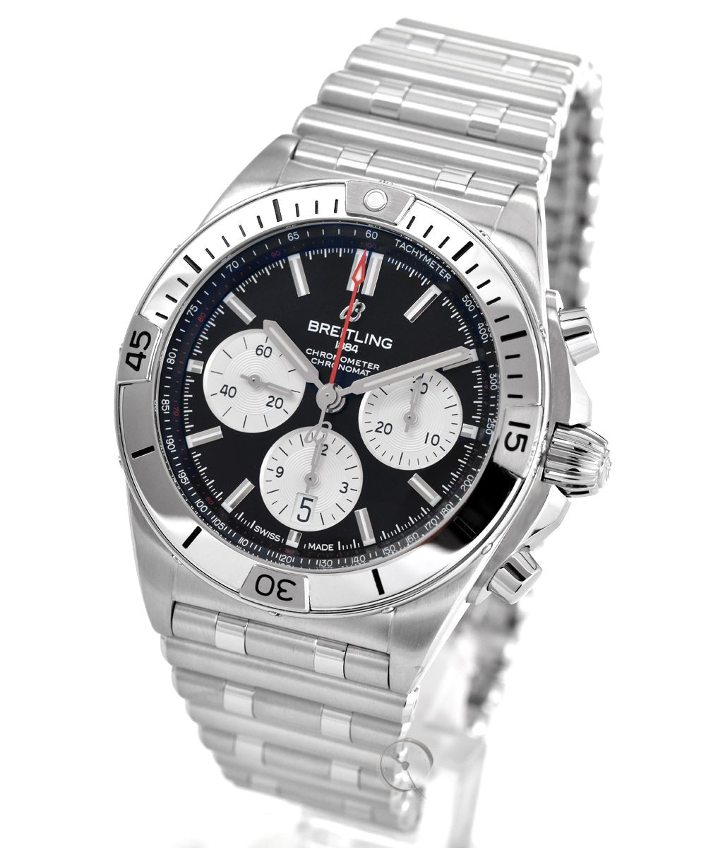  Shop Authentic Breitling Chronomat B01 42mm Black Dial Silver Steel Strap Watch for Men - AB0134101B1A1 - Luxxuri