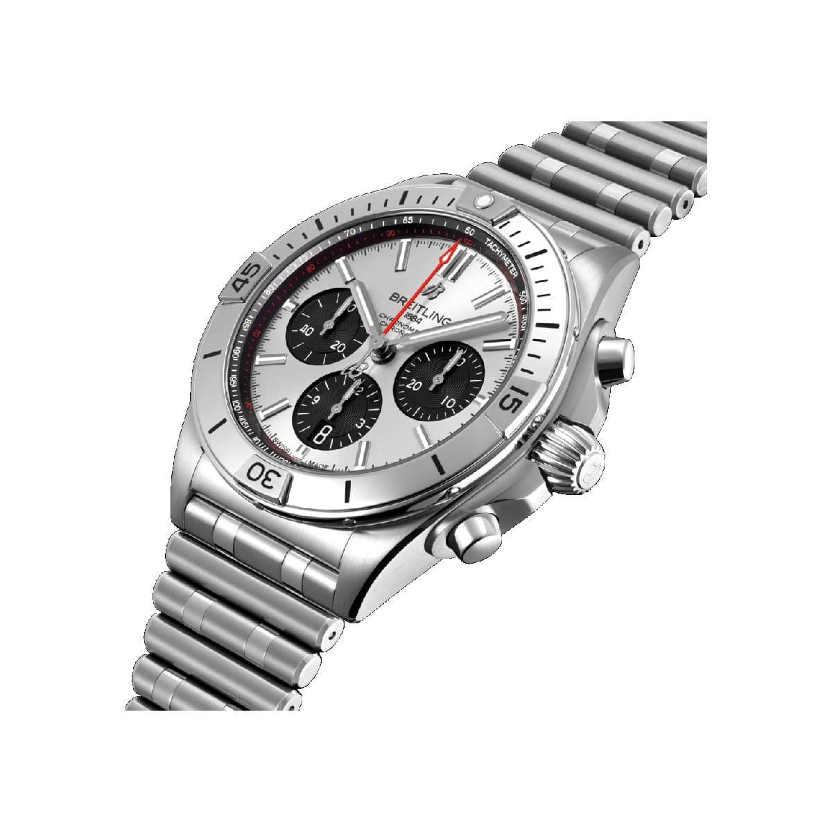  Shop Authentic Breitling Chronomat B01 42mm Silver Dial Silver Steel Strap Watch for Men - AB0134101G1A1 - Luxxuri