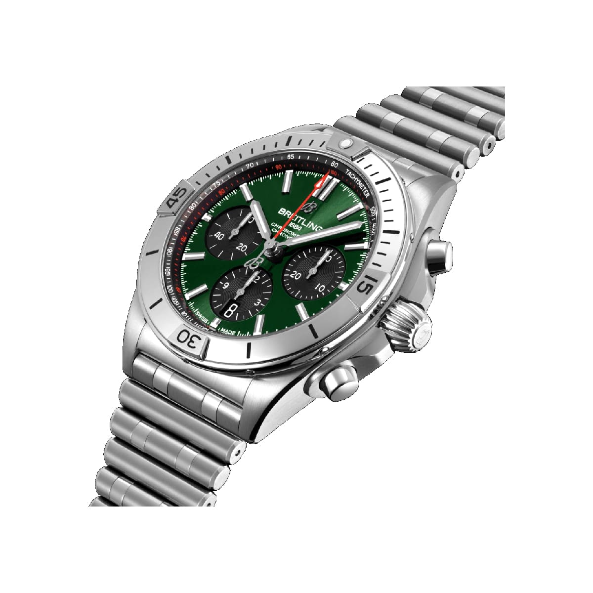  Shop Authentic Breitling Chronomat B01 42mm Green Dial Silver Steel Strap Watch for Men - AB01343A1L1A1 - Luxxuri