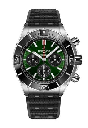 Shop Authentic Breitling Super Chronomat B01 44 Green Dial Black Rubber Strap Watch for Men - AB0136251L1S1 - Luxxuri