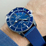 Shop Authentic Breitling Superocean Heritage B20 Automatic 46 Blue Dial Blue Mesh Bracelet Watch for Men - AB2020161C1S1 - Luxxuri