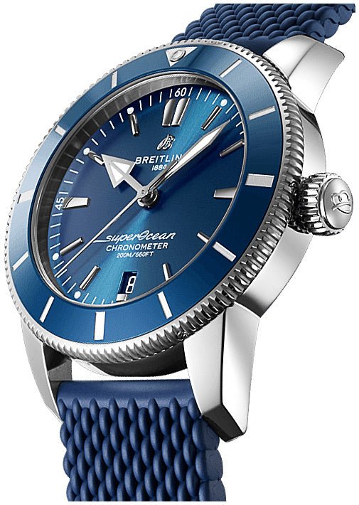 Shop Authentic Breitling Superocean Heritage II B20 44mm Blue Dial Blue Rubber Strap Mens Watch - AB2030161C1S1 - Luxxuri