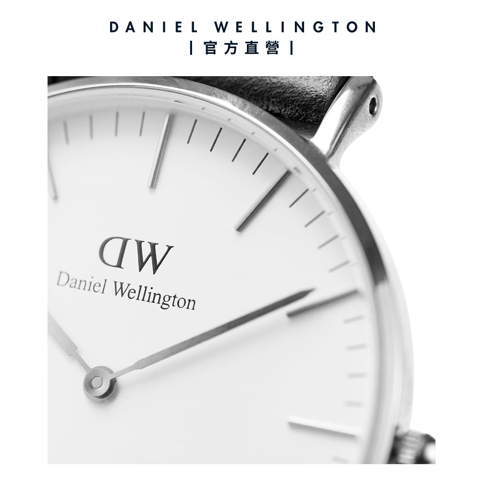 Daniel Wellington Classic York White Dial Black Leather Strap Watch For Men - DW00100025
