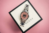  Shop Authentic Gucci G Timeless Quartz Mother of Pearl Pink Dial Silver Steel Strap Watch for Women - YA1264166 - Luxxuri