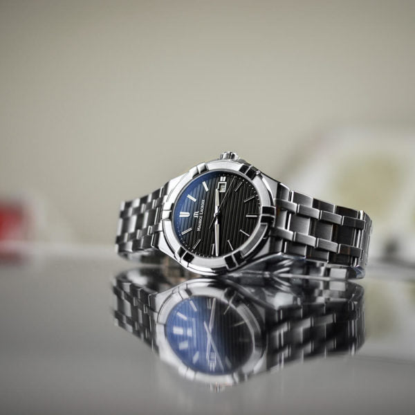  Shop Authentic Maurice Lacroix Aikon Venturer Black Dial Silver Steel Strap Watch for Men - AI1008-SS002-331-1 - Luxxuri