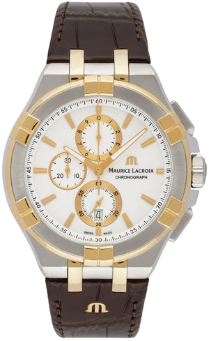  Shop Authentic Maurice Lacroix Aikon Chronograph White Dial Brown Leather Strap Watch For Men - AI1018-PVY11-132-1 - Luxxuri