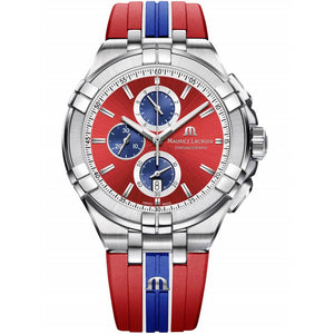  Shop Authentic Maurice Lacroix Aikon Beach Volley Vikings Limited Edition Red Dial Red Rubber Strap Watch for Men - AI1018-SS001-530-6 - Luxxuri