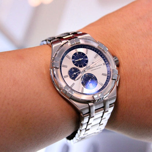  Shop Authentic Maurice Lacroix Aikon Chronograph Silver Dial Silver Steel Strap Watch for Men - AI1018-SS002-131-1 - Luxxuri