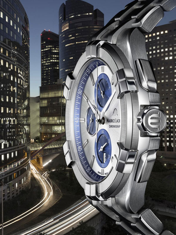  Shop Authentic Maurice Lacroix Aikon Chronograph Silver Dial Silver Steel Strap Watch for Men - AI1018-SS002-131-1 - Luxxuri