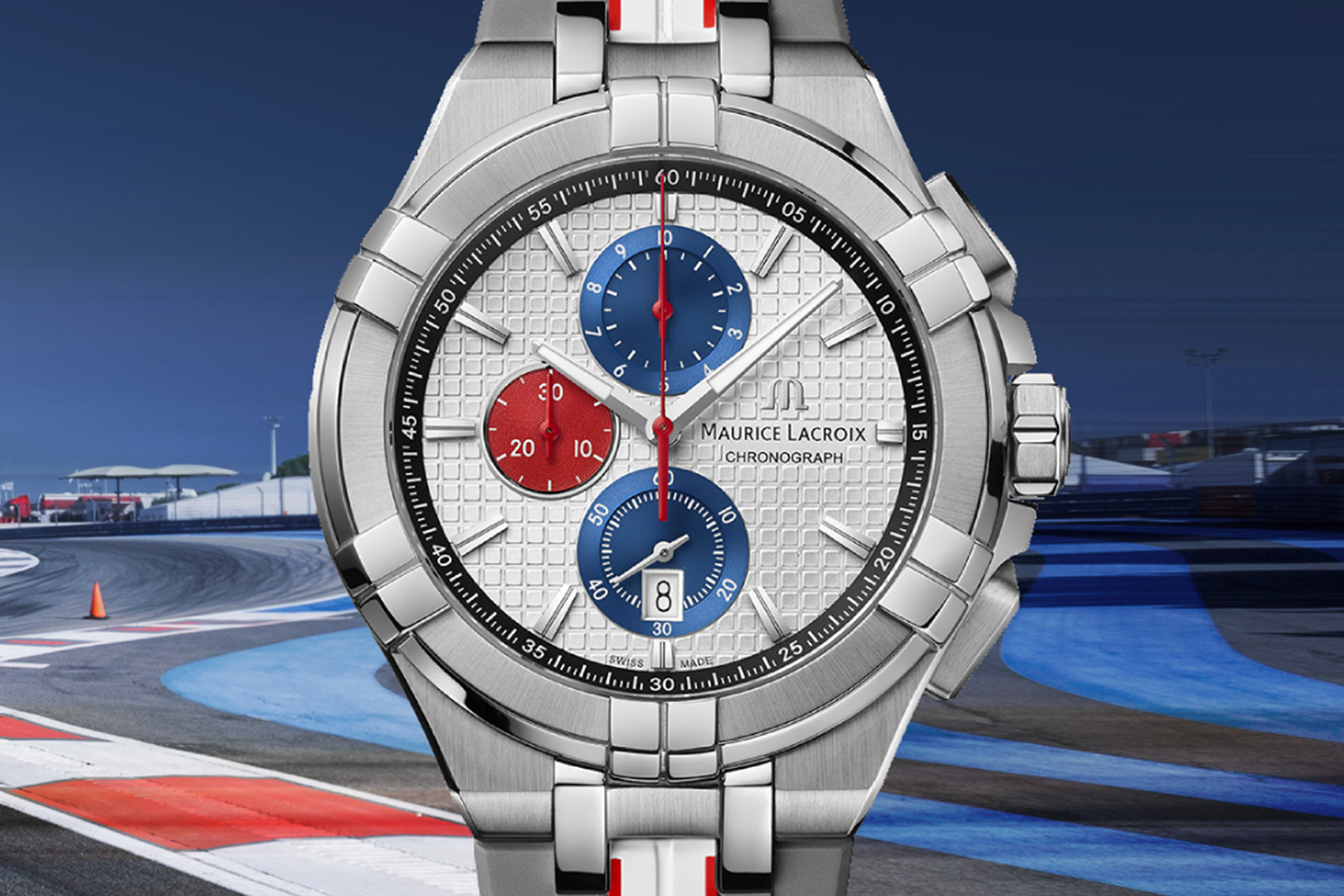  Shop Authentic Maurice Lacroix Aikon Chronograph Special Edition Mahindra Racing Silver Dial Grey Rubber Strap Watch for Men - AI1018-TT031-130-2 - Luxxuri