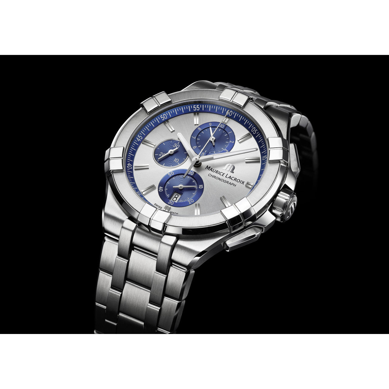  Shop Authentic Maurice Lacroix Aikon Chronograph Silver Dial Silver Steel Strap Watch for Men - AI1018-SS002-131-1 - Luxxuri