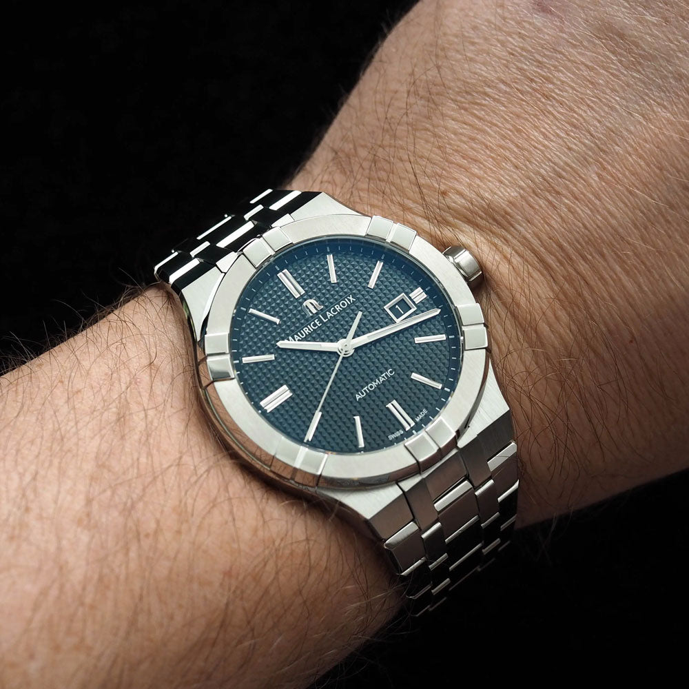  Shop Authentic Maurice Lacroix Aikon Automatic Black Dial Silver Steel Strap Watch for Men - AI1807-SS002-330-1 - Luxxuri