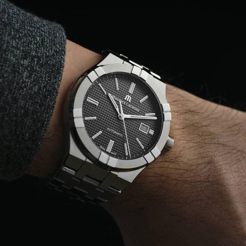  Shop Authentic Maurice Lacroix Aikon Automatic Black Dial Silver Steel Strap Watch For Men - AI6008-SS002-330-1 - Luxxuri