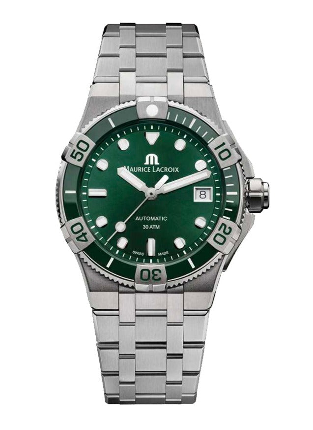  Shop Authentic Maurice Lacroix Aikon Venturer Green Dial Silver Steel Strap Watch for Men - AI6057-SSL52-630-1 - Luxxuri