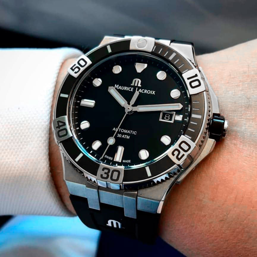  Shop Authentic Maurice Lacroix Aikon Venturer Black Dial Black Rubber Strap Watch for Men - AI6058-SS001-330-1 - Luxxuri