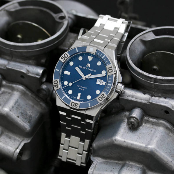  Shop Authentic Maurice Lacroix Aikon Venturer Blue Dial Silver Steel Strap Watch for Men - AI6058-SS002-430-1 - Luxxuri