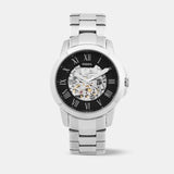  Shop Authentic Fossil Grant Automatic Skeleton Black Dial Silver Steel Strap Watch for Men - ME3103 - Luxxuri