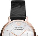  Shop Authentic Emporio Armani Kappa Mother of Pearl Dial Black Leather Strap Watch For Women - AR80011 - Luxxuri