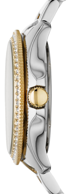 Fossil Cecile White Dial Two Tone Steel Strap Watch for Women - AM4543