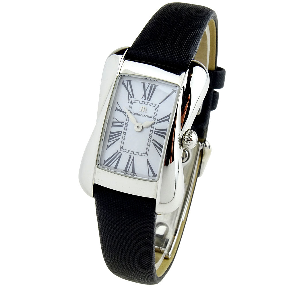  Shop Authentic Maurice Lacroix Divina White Mother of Pearl Dial Black Leather Strap Watch for for Women - DV5011-SD531-120 - Luxxuri